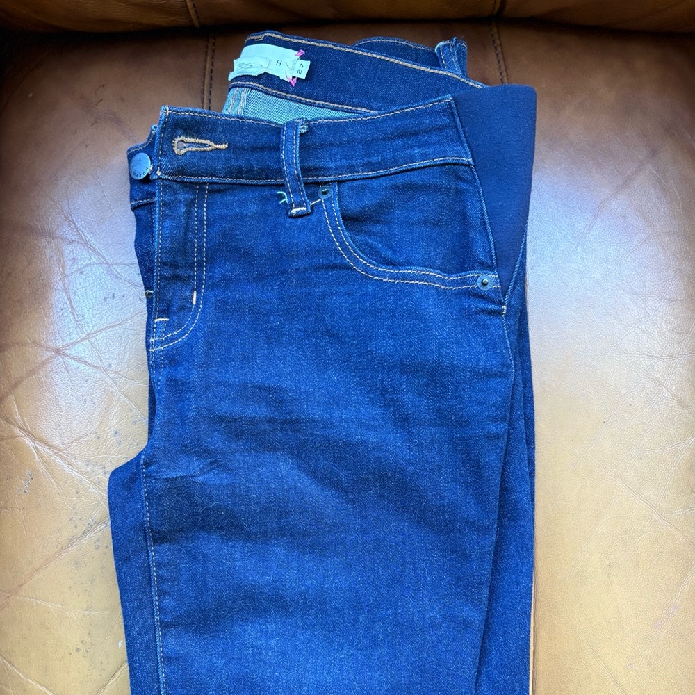 HATCH Maternity Skinny Jeans — Dark Blue, Size 27 (Low Rise)